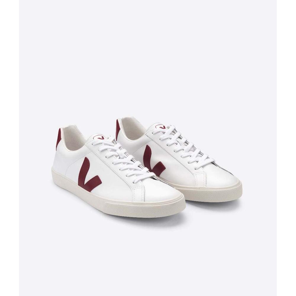 Men's Veja ESPLAR LEATHER Sneakers White/Red | ZA 304XYU